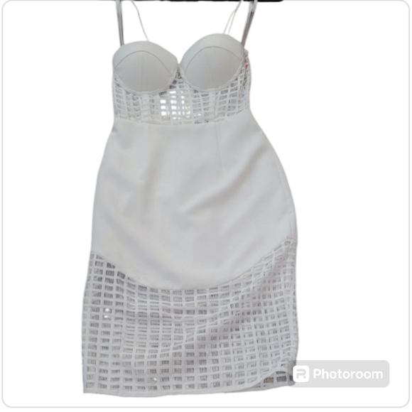 NBD X REVOLVE 4AM White Caged Bustier Midi Bridal Midi Dress sz S - Picture 4 of 13